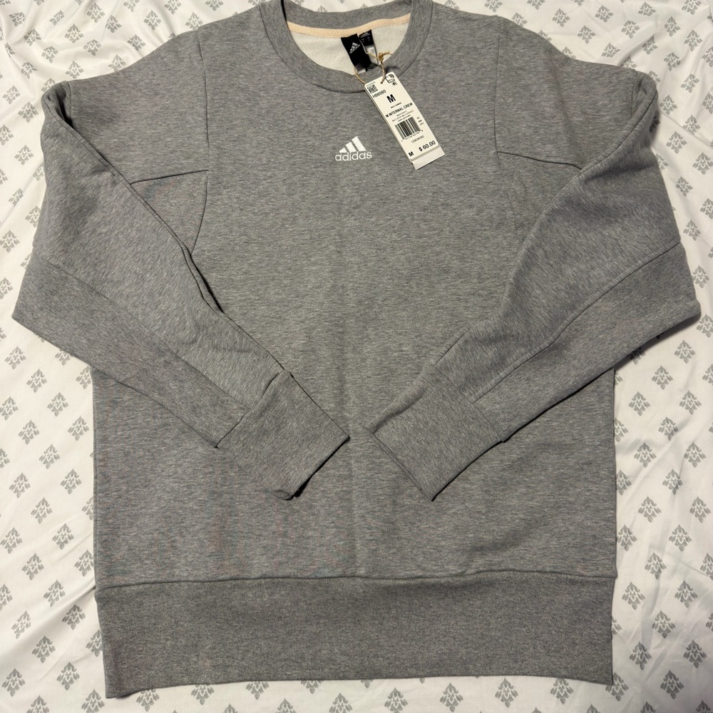 Adidas Men's Crewneck Sweater in Gray Medium